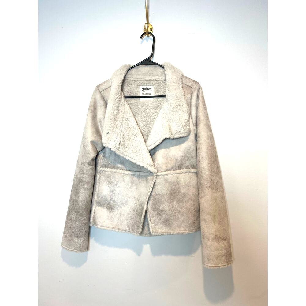 The Dylan Faux Fur Suede Jacket Grey Womans Size S Luxury Unique Casual Quality‎